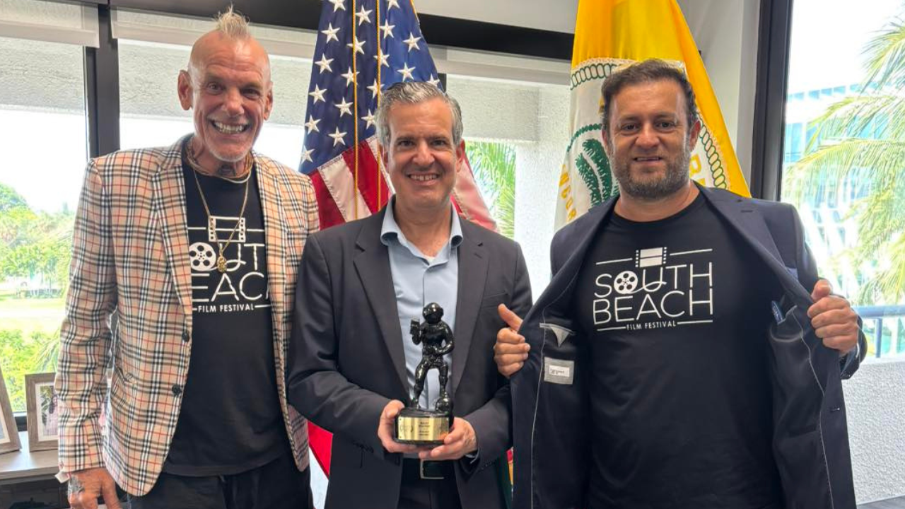 Diego Caiola with Bobby Radical and Miami Beach Mayor Steven Meiner